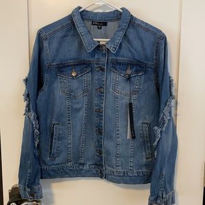 FESTIVAL FRAYED RUFFLE DENIM JACKET
